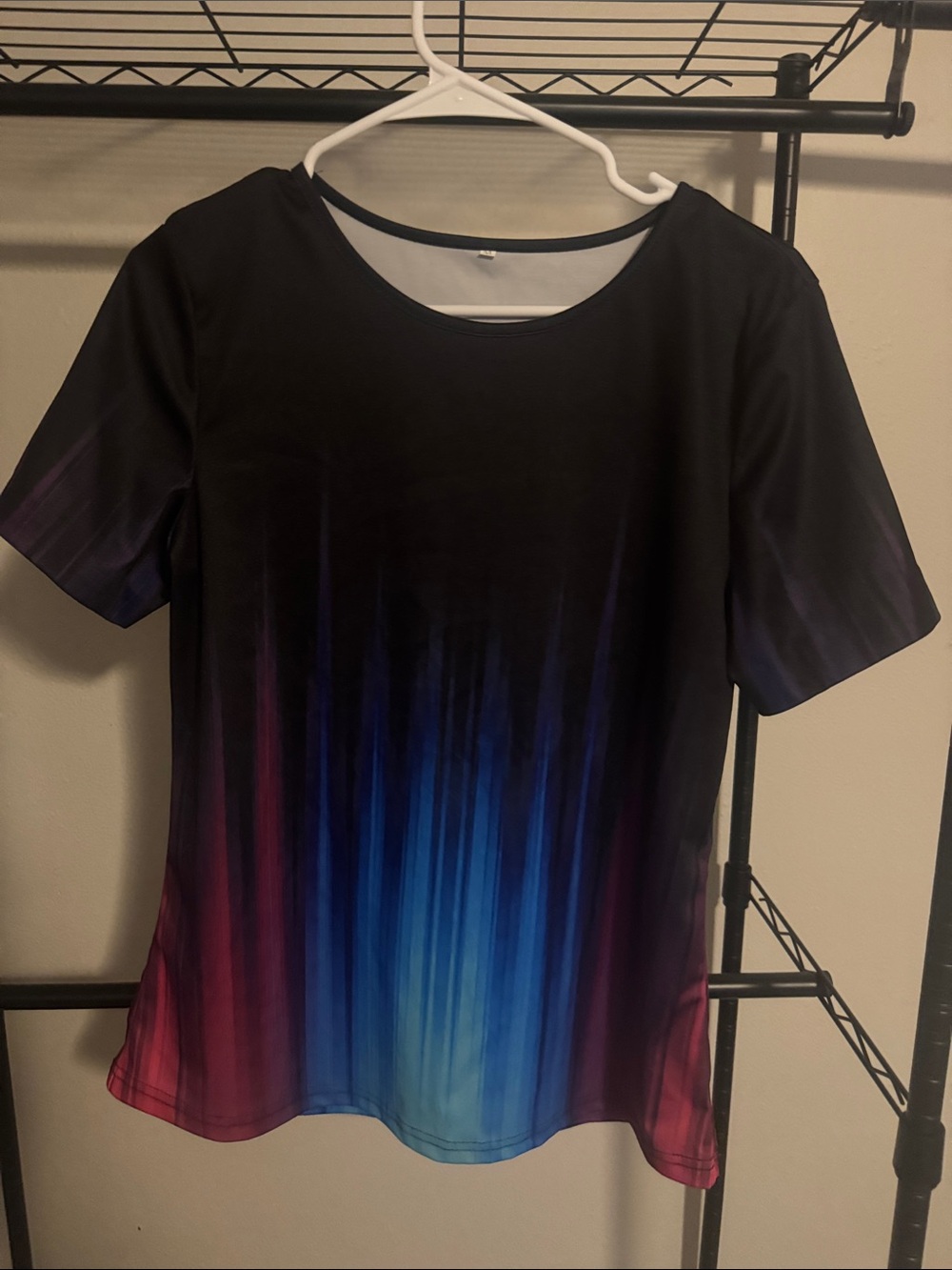Short-Sleeve Ombre Tee in Black with Blue & Magenta Gradient
